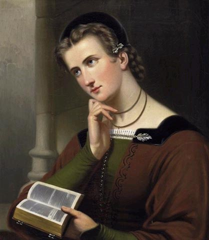 Portrait of a young woman with Bible
